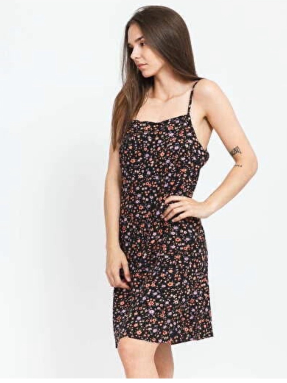 Vans Skater Slip dress SZ XL black floral print  adjustable spaghetti straps - Picture 4 of 12